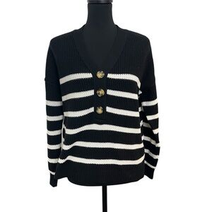 Rachel Zoe Oversized Button Brenton Sweater Black And White Women Size S
